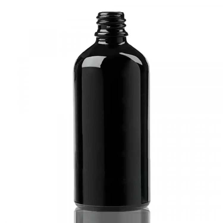 Флакони скляні Чорного кольору з гвинтовою горловиною 100 мл, DIN 18, для Л-П ( скляний флакон 100 мл ) фото 1