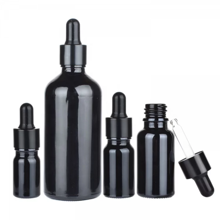 Флакони скляні Чорного кольору з гвинтовою горловиною 50 мл, DIN 18, для Л-П  (скляний флакон 50 мл)