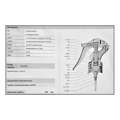 Розпилювач курковий модель 110А 20/410 чорний 150 мм фото 2