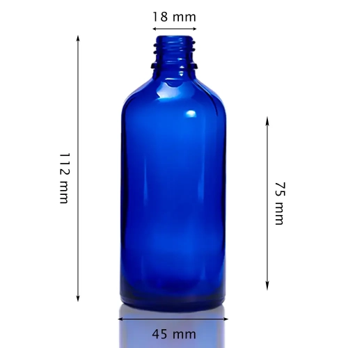 Флаконы стеклянные Синего цвета с винтовой горловиной 100 мл, DIN 18, для Л-С (стеклянные флаконы 100 мл) фото 2
