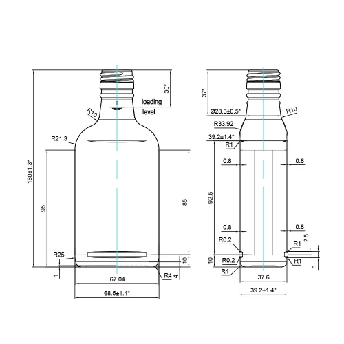 Пляшка 527-В10(В-28-2)-200 (скляні пляшки 200 мл) фото 2