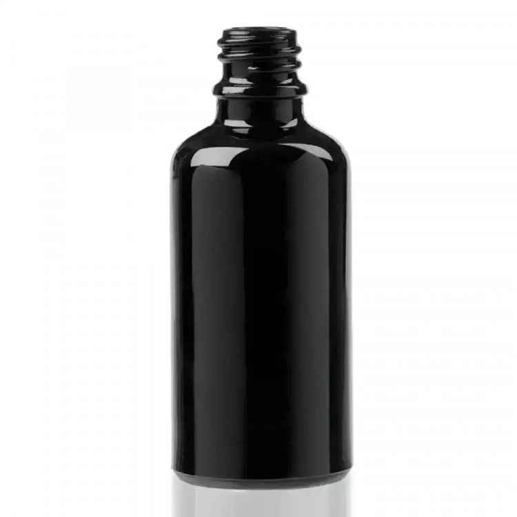 Флакони скляні Чорного кольору з гвинтовою горловиною 50 мл, DIN 18, для Л-П  (скляний флакон 50 мл) фото 1